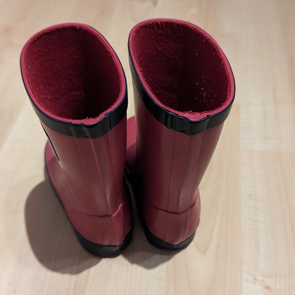 Jojo Maman Bébé Waterproof Rain Boots - Infant Girl Size 6, Pink & Dark Blue, Pe - Picture 3 of 5